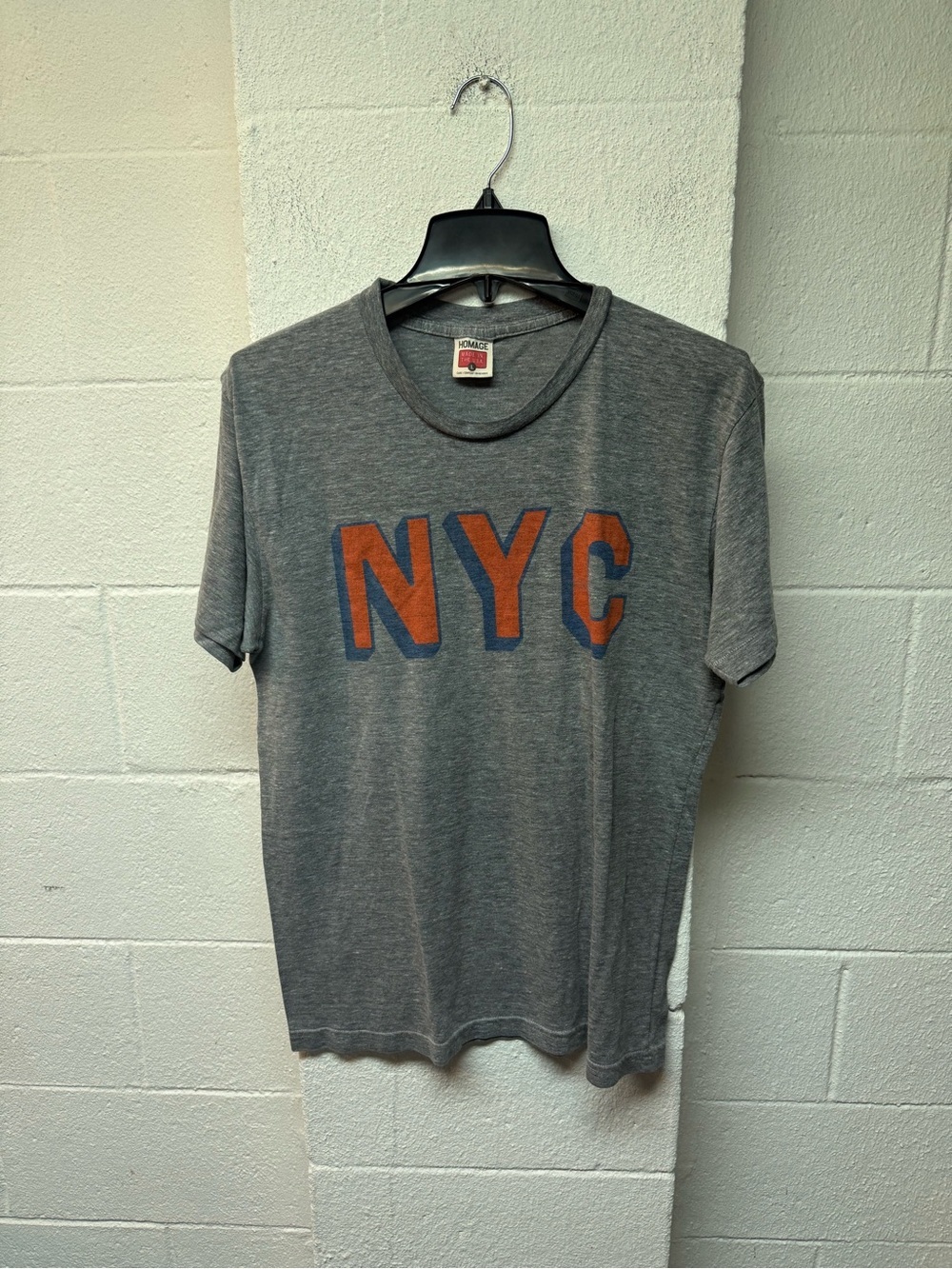 HOMAGE Gray NYC Short-Sleeve Tee with Orange Accents